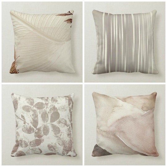 Decorative Pillow Covers|Beige Throw Pillow Case|Leaves Throw Pillow|Housewarming Cushion Case|Authentic Pillow|Outdoor Pillow Cover