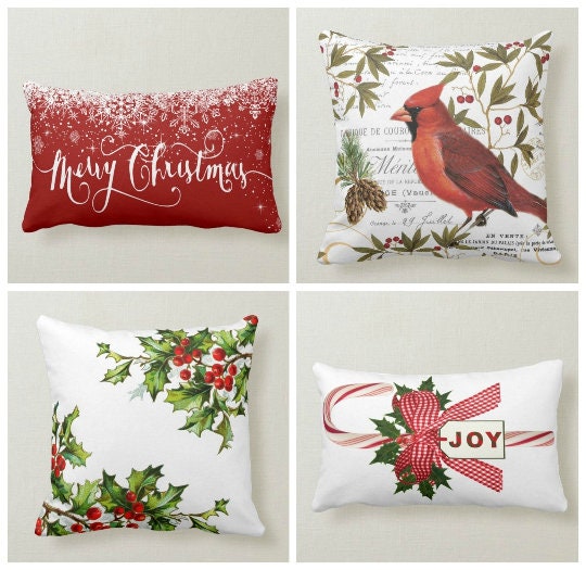 Christmas Pillow Cover|Christmas Cushion Case|Winter Decorative Pillowcase|Xmas Home Decor|Xmas Gift Ideas|Leaf Bird Design