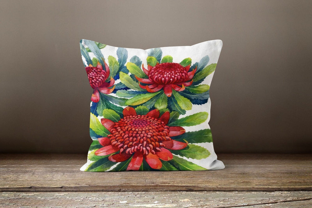 Floral Pillow Cover|Summer Trend Pillow Cover|Decorative Pillow Cover|Housewarming Floral Cushion Case|Throw Pillow Case|Red Green Pillow