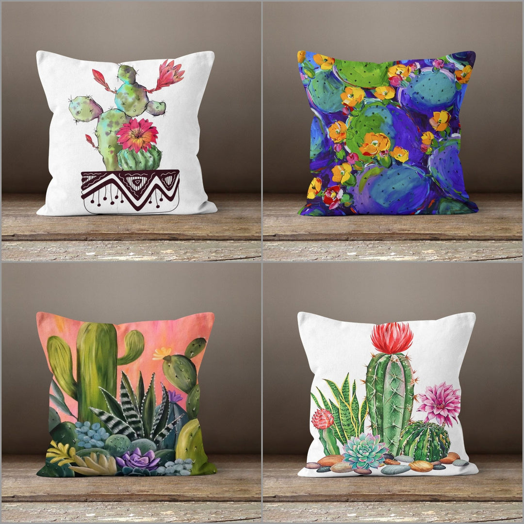 Embroidered cactus pillow hotsell