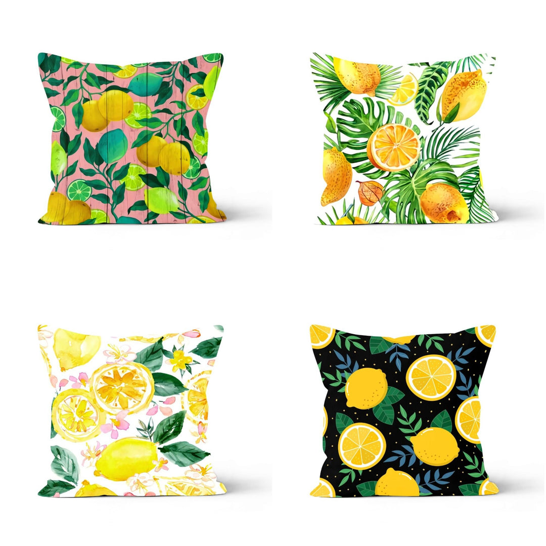 Floral Lemons Pillow Cover|Decorative Authentic Lemon Tree Cushion|Lemon Home Decor|Housewarming Yellow Citrus|Farmhouse Floral Pillow Case