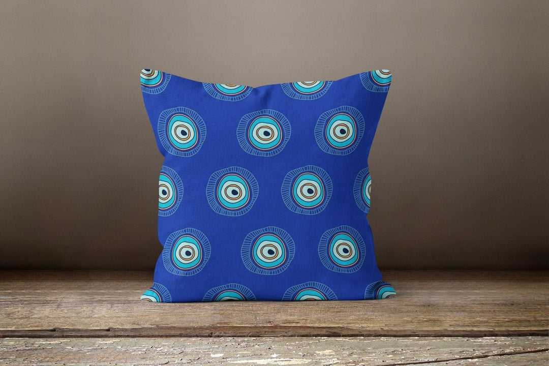 Evil Eye Pillow Cover|Turkish Greek Blue Evil Eye Cushion Case|Good Luck Home Decor|Protection Amulet Throw Pillow|Nazar Bead Boho Bedding