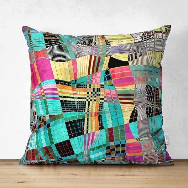 Abstract Pillow Cover|Modern Design Suede Pillow Case|Vivid Colors Home Decor|Decorative Pillow Case|Farmhouse Style Authentic Pillow Case