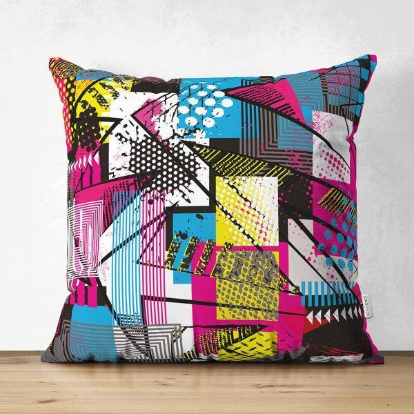 Abstract Pillow Cover|Modern Design Suede Pillow Case|Vivid Colors Home Decor|Decorative Pillow Case|Farmhouse Style Authentic Pillow Case