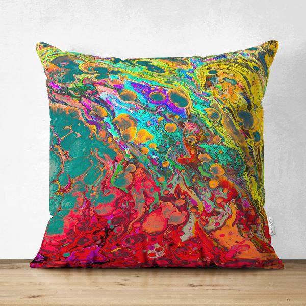 Abstract Pillow Cover|Modern Design Suede Pillow Case|Vivid Colors Home Decor|Decorative Pillow Case|Farmhouse Style Authentic Pillow Case