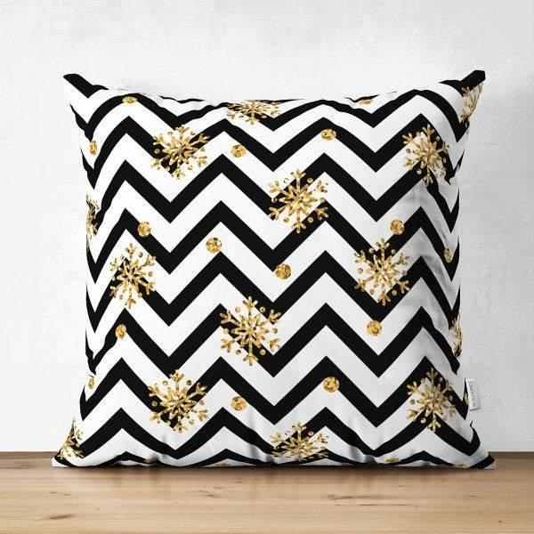 Geometric Pillow Cover|Modern Design Suede Pillow Case|Black Gold Home Decor|Decorative Pillow Case|Farmhouse Style Authentic Pillow Case