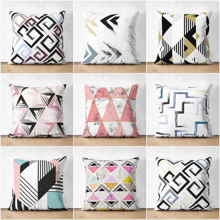 Geometric Pillow Cover|Modern Design Suede Pillow Case|Abstract Cushion Cover|Decorative Pillow Case|Farmhouse Style Authentic Pillow Case