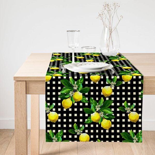 Lemon Placemat & Table Runner|Floral Lemon Table Top|Set of 2 Lemon Supla Table Mat|Round American Service Dining Underplate|Lemon Coasters