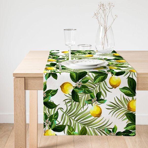 Lemon Placemat & Table Runner|Floral Lemon Table Top|Set of 2 Lemon Supla Table Mat|Round American Service Dining Underplate|Lemon Coasters