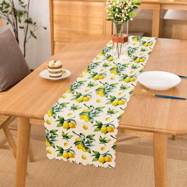 Lemon Placemat & Table Runner|Floral Lemon Table Top|Set of 2 Lemon Supla Table Mat|Round American Service Dining Underplate|Lemon Coasters