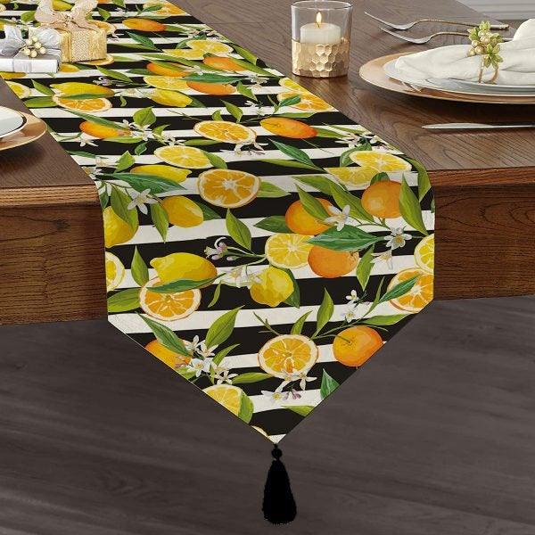 Lemon Placemat & Table Runner|Floral Lemon Table Top|Set of 2 Lemon Supla Table Mat|Round American Service Dining Underplate|Lemon Coasters