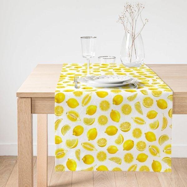 Lemon Placemat & Table Runner|Floral Lemon Table Top|Set of 2 Lemon Supla Table Mat|Round American Service Dining Underplate|Lemon Coasters