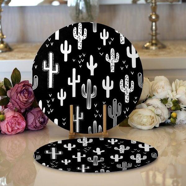 Cactus Placemat & Table Runner|Cactus Table Top|Set of 2 Cactus Supla Table Mat|Round American Service Dining Underplate|Cactus Coasters