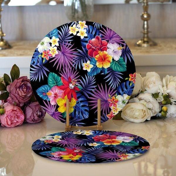 Floral Placemat & Table Runner|Floral Table Top|Set of 2 Floral Supla Table Mat|Round American Service Dining Underplate|Floral Coasters