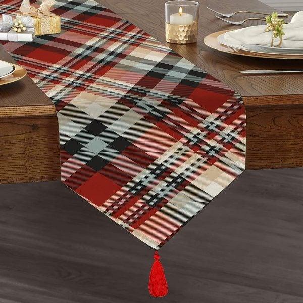 Plaid Placemat & Table Runner|Plaid Table Top|Set of 2 Plaid Supla Table Mat|Round American Service Dining Underplate|Plaid Coasters