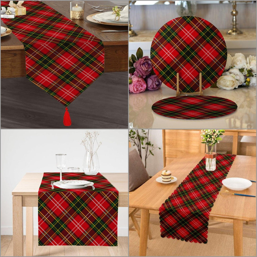 Plaid Placemat & Table Runner|Plaid Table Top|Set of 2 Plaid Supla Table Mat|Round American Service Dining Underplate|Plaid Coasters