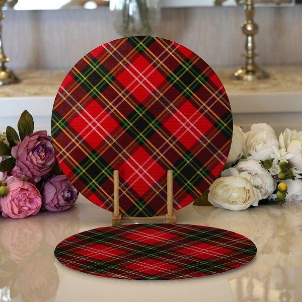 Plaid Placemat & Table Runner|Plaid Table Top|Set of 2 Plaid Supla Table Mat|Round American Service Dining Underplate|Plaid Coasters