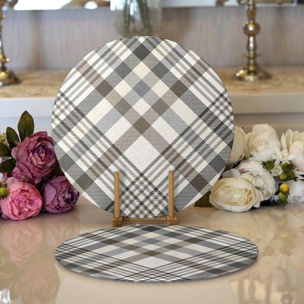 Plaid Placemat & Table Runner|Plaid Table Top|Set of 2 Plaid Supla Table Mat|Round American Service Dining Underplate|Plaid Coasters