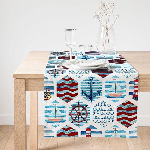 Nautical Placemat & Table Runner|Nautical Table Top|Set of 2 Nautical Supla Table Mat|Round American Service Dining Underplate and Coasters