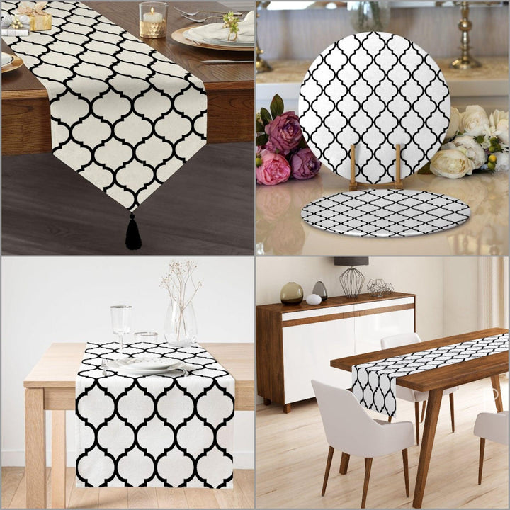 Geometric Placemat & Table Runner|Geometric Table Top|Set of 2 Supla Table Mat|Round American Service Dining Underplate and Coasters