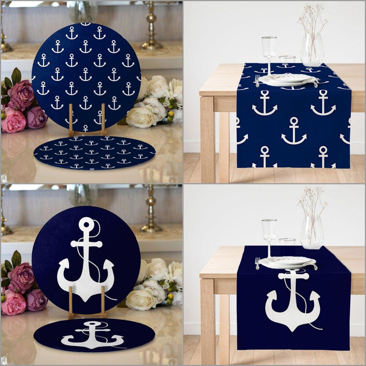 Nautical Placemat & Table Runner|Nautical Table Top|Set of 2 Nautical Supla Table Mat|Round American Service Dining Underplate and Coasters