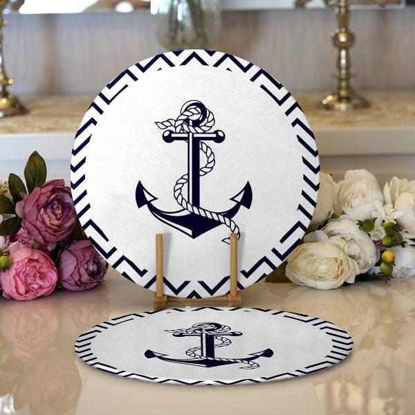 Nautical Placemat & Table Runner|Beach House Table Top|Set of 2 Coastal Supla Table Mat|Round American Service Dining Underplate and Coaster