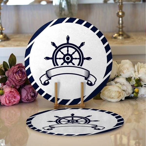 Nautical Placemat & Table Runner|Beach House Table Top|Set of 2 Coastal Supla Table Mat|Round American Service Dining Underplate and Coaster