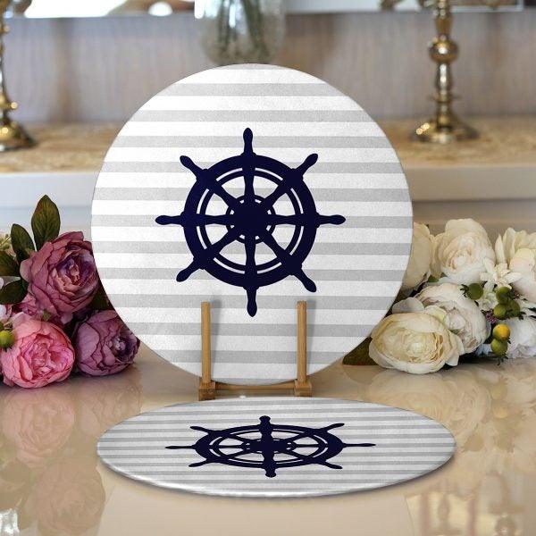 Nautical Placemat & Table Runner|Beach House Table Top|Set of 2 Coastal Supla Table Mat|Round American Service Dining Underplate and Coaster