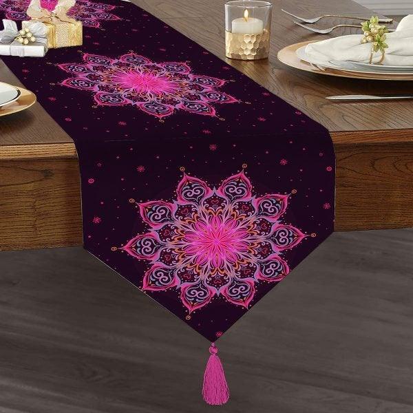 Tiled Mandala Placemat & Table Runner|Tiled Mandala Table Top|Set of 2 Supla Table Mat|Round American Service Dining Underplate and Coasters