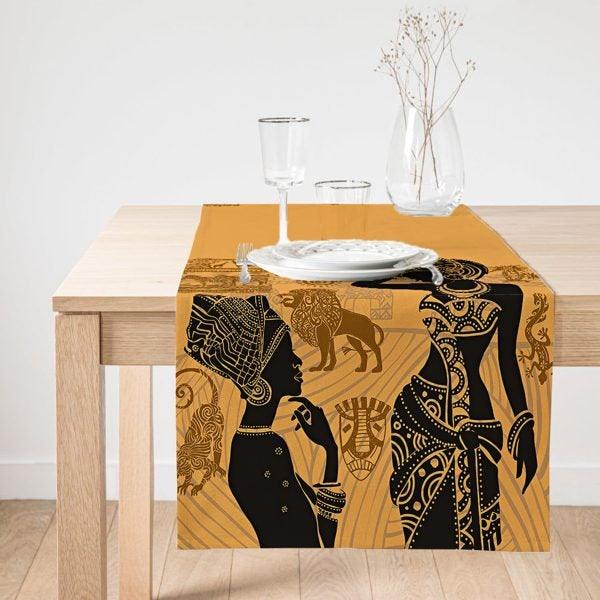 African Girl Placemat & Table Runner|Ethnic Table Top|Set of 2 African Supla Table Mat|Round American Service Dining Underplate and Coasters