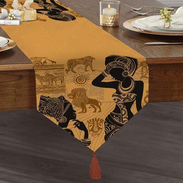 African Girl Placemat & Table Runner|Ethnic Table Top|Set of 2 African Supla Table Mat|Round American Service Dining Underplate and Coasters