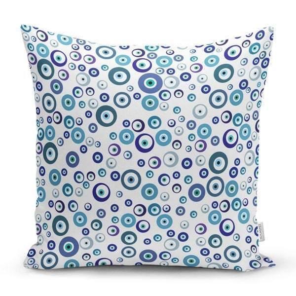 Evil Eye Pillow Cover|Turkish Greek Blue Evil Eye Cushion Case|Protection Amulet Throw Pillows|Nazar Bead Boho Bedding|Good Luck Home Decor