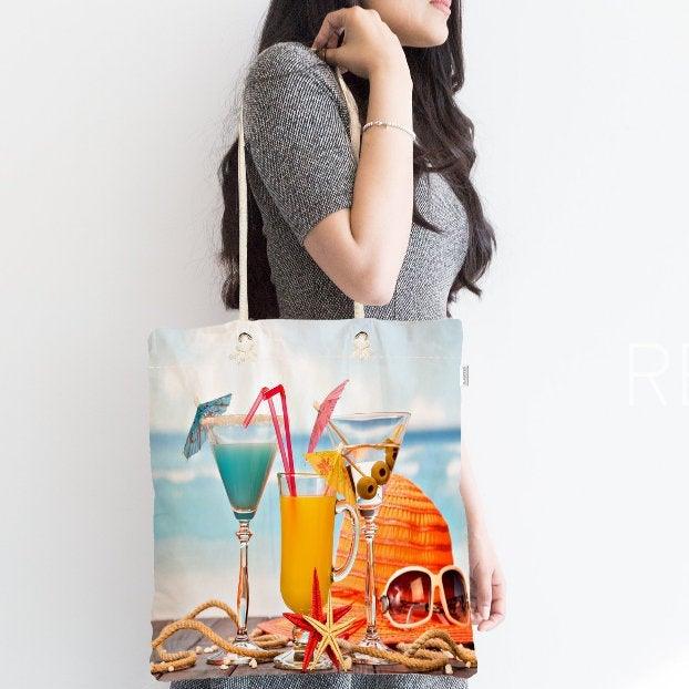 Coastal Shoulder Bag|Starfish Fabric Handbag|Sea Side Camping Handbag|Marine Beach Tote Bag|Digital Print Messenger Bag|Summer Trend Bag