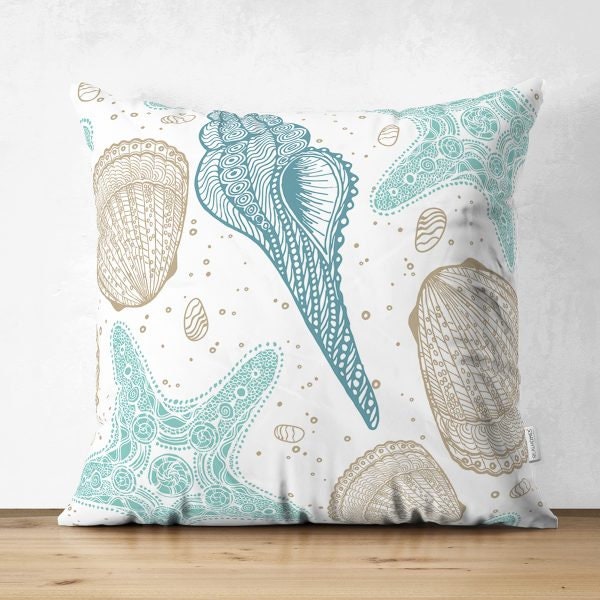 Beach House Pillow Cover|High Quality Suede Coastal Cushion Case|Decorative Sea Creatures Pillow|Summer Trend Pillow|Coastal Home Decor