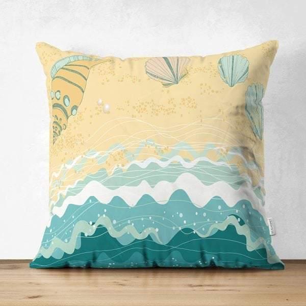 Beach House Pillow Cover|High Quality Suede Coastal Cushion Case|Decorative Sea Creatures Pillow|Summer Trend Pillow|Coastal Home SKU1450