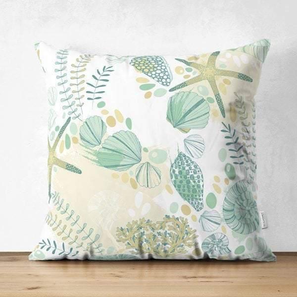 Beach House Pillow Cover|High Quality Suede Coastal Cushion Case|Decorative Sea Creatures Pillow|Summer Trend Pillow|Coastal Home SKU1450