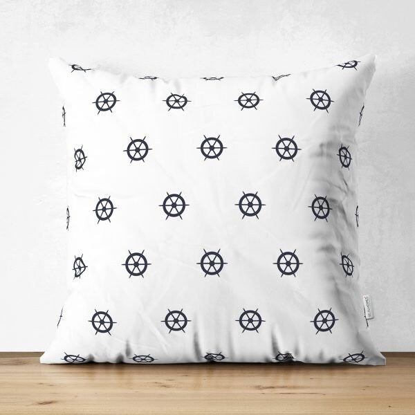 Nautical Pillow Cover|High Quality Suede Anchor and Compass Cushion Case|Decorative Nautical Pillow|Summer Trend Pillow|Beach House Cushion