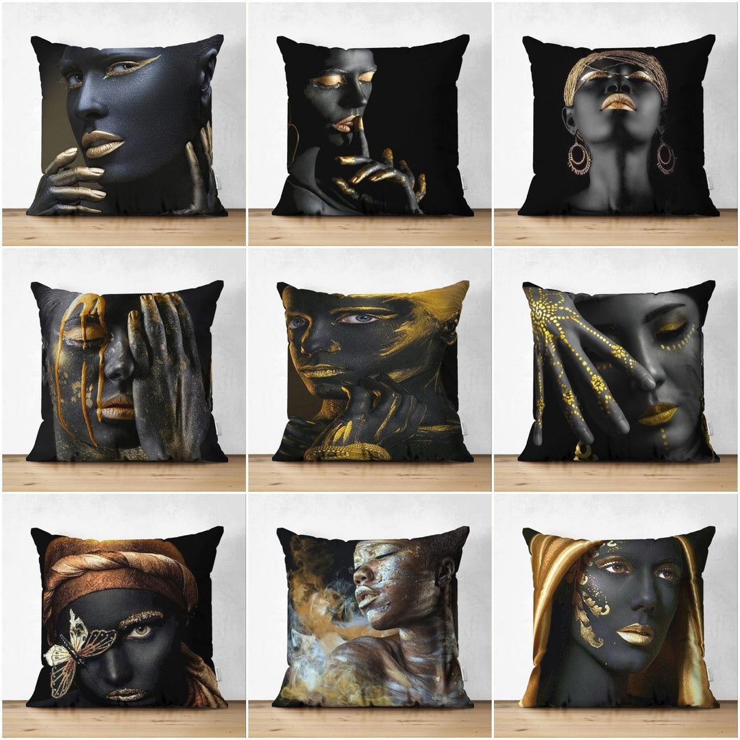 African Women Pillow Cover|High Quality Suede Ethnic Cushion Case|Authentic Home Decor|Rustic Cushion Case|Digital Print Decorative Pillow