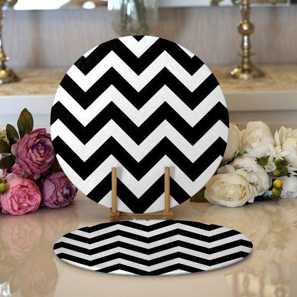 Zig Zag Pattern Placemat|Set of 2 Zig Zag Pattern Supla Table Mat|Decorative Round American Service Dining Underplate|Colorful Coasters