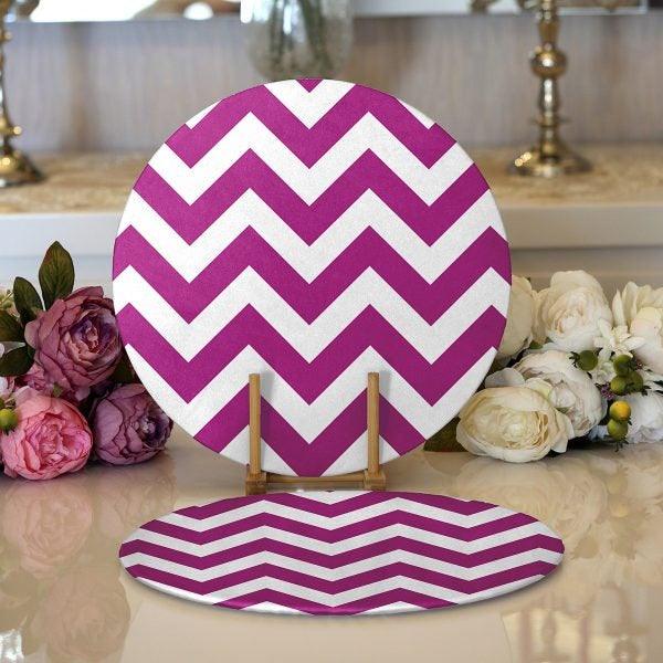 Zig Zag Pattern Placemat|Set of 2 Zig Zag Pattern Supla Table Mat|Decorative Round American Service Dining Underplate|Colorful Coasters