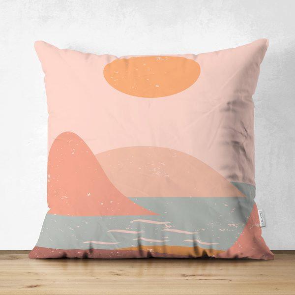 Abstract Pillow Cover|High Quality Suede Onedraw Cushion Case|Decorative Sun and Moon Drawing Pillow Cover|Modern Silhouette Cushion Cover