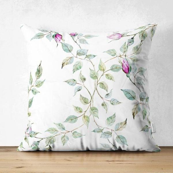 Floral Pillow Cover|Summer Trend Cushion Case|Pale Color Flowers Home Decor|Heartwarming Floral Suede Cushion|Farmhouse Style Pillow Case