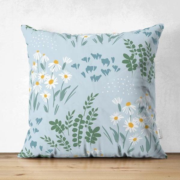 Floral Pillow Cover|Summer Trend Cushion Case|Pale Color Flowers Home Decor|Heartwarming Floral Suede Cushion|Farmhouse Style Pillow Case