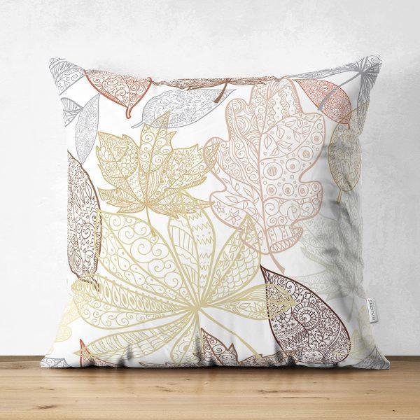 Abstract Leaf Pillow Cover|High Quality Suede Onedraw Cushion Case|Decorative Leaves Drawing Pillow Top|Farmhouse Style Floral Cushion Cover