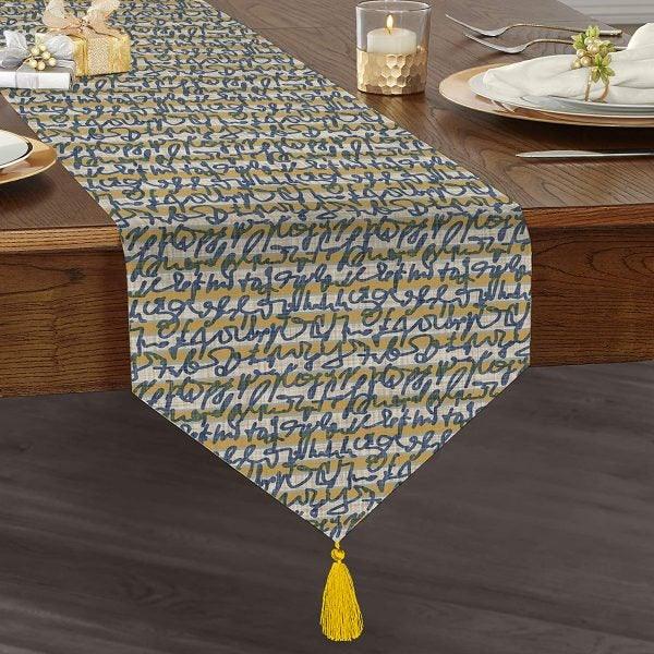 Gray Table Runner|High Quality Triangle Chenille Table Runner|Decorative Geometric Runner|Bohemian Style Tabletop|Authentic Tasseled Runner