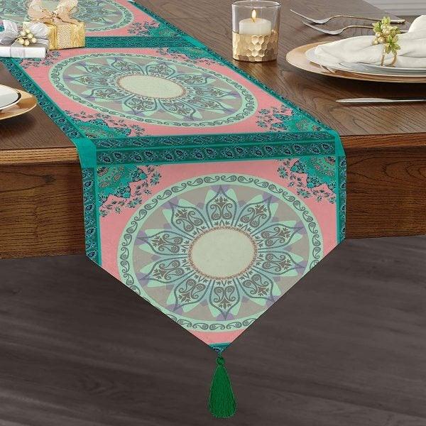 Decorative Table Runner|High Quality Triangle Chenille Table Runner|Ethnic Pattern Table Runner|Bohemian Style Authentic Tasseled Runner