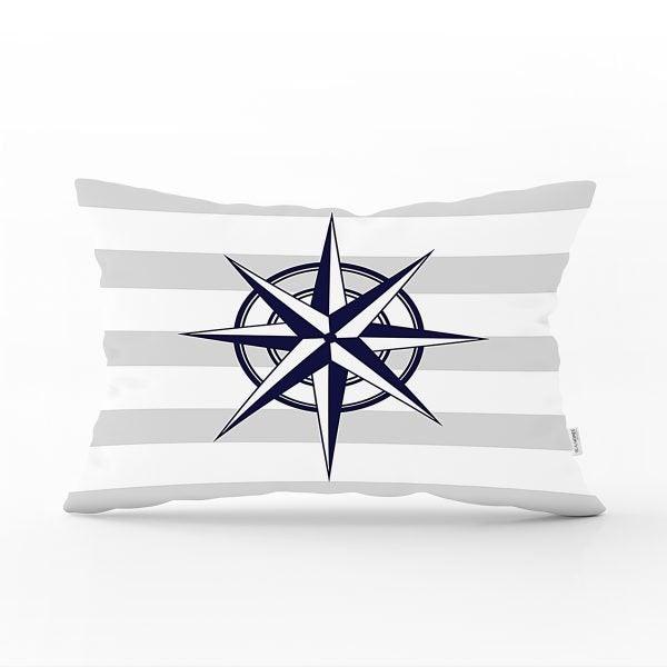 Nautical Pillow Case|Life Saver & Anchor and Wheel Pillow Cover|Decorative Yacht Cushion|Rectangle Beach House Pillow|Compass Cushion Cover