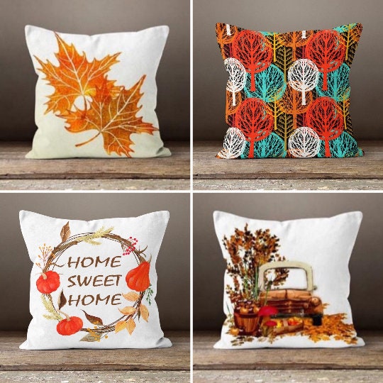 Fall Trend Pillow Cover|Fall Cushion Case|Orange Leaves Throw Pillow |Decorative Home Decor|Housewarming Farmhouse Thanksgiving Pillow Case