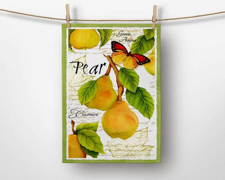 Fruit Kitchen Towel|Grape Dish Towel|Decorative Tea Towel|Housewarming Summer Trend Hand Towel|Pear, Apple, Peach and Pineapple Hand Towel