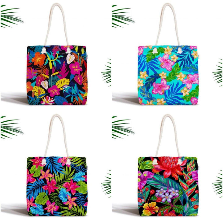 Floral Shoulder Bag|Fabric Handbag with Flowers|Vibrant Colors Beach Tote Bag|Summer Trend Colorful Flowers Messenger Bag|Gift for Her